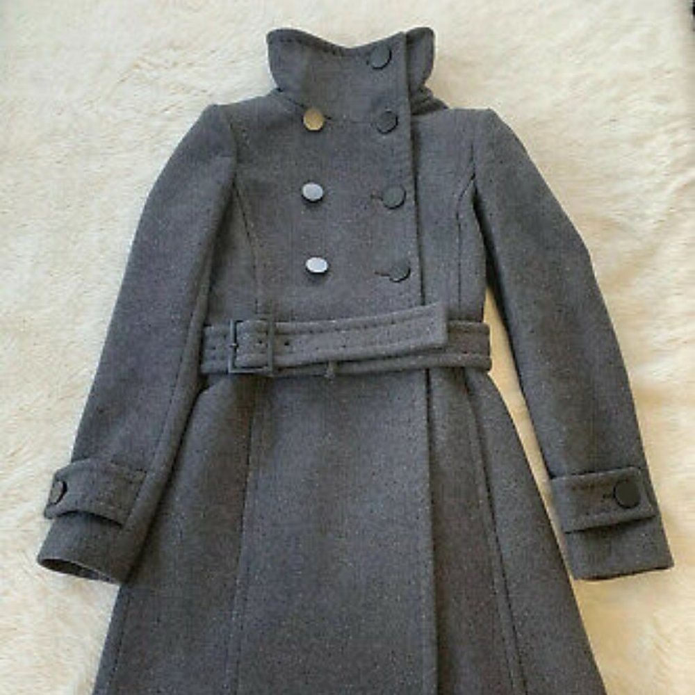 Aritzia Babaton Grey Wool Bromley Belted Coat